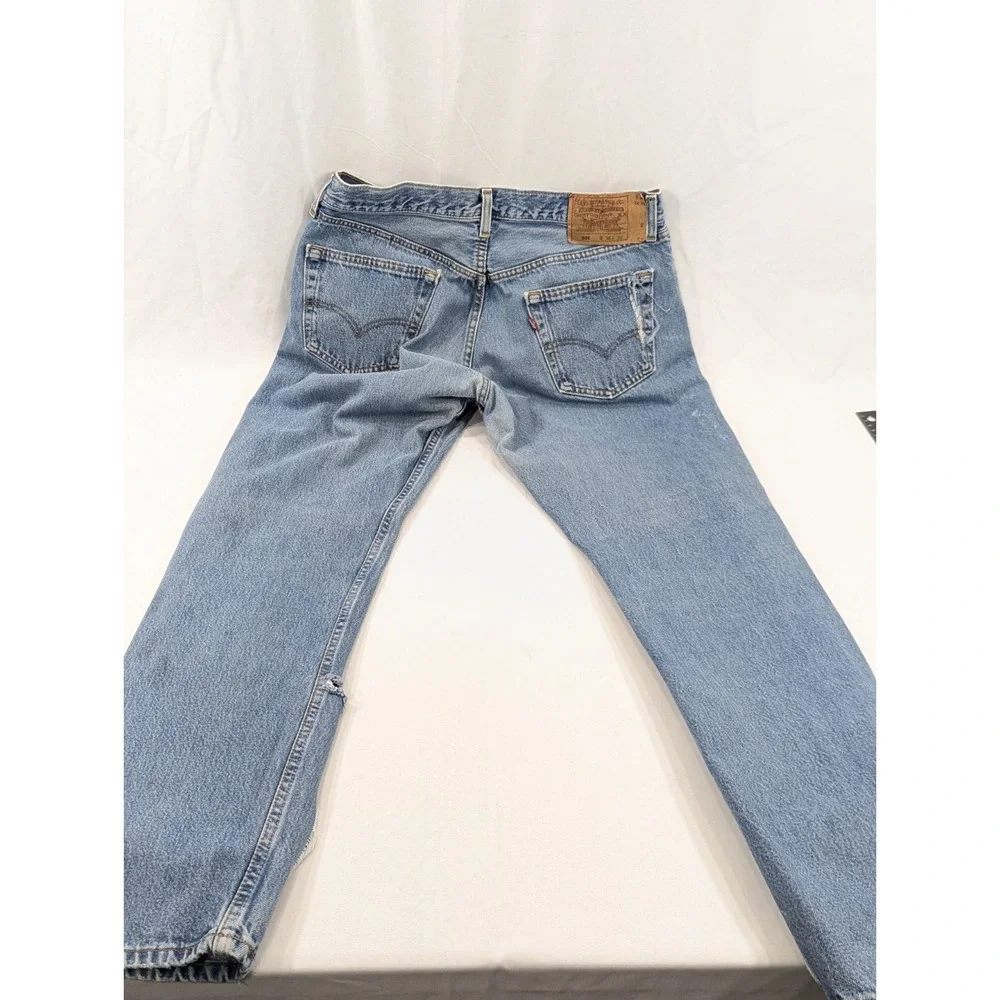 Vintage Levi's 501‎ 34x31 (36x32 Tag) Made In USA Light  Jeans Distressed Ripped